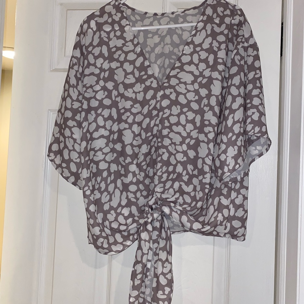 Grey and white leopard blouse